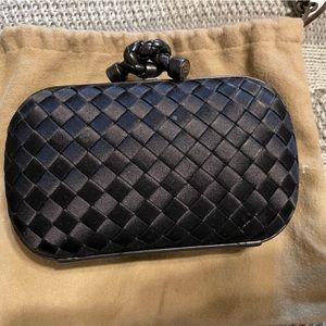 Bottega Veneta Classic Knot clutch in black silk satin